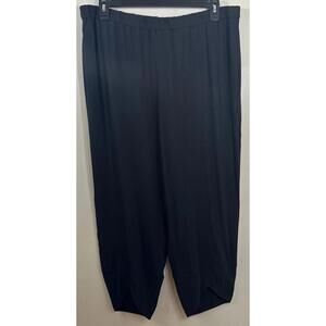 EILEEN FISHER Silk Georgette Crepe Straight Pant in Black - Size XL Spec Hem